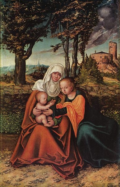 Svatá Anna s Pannou Marií a Ježíškem (Lucas Cranach starší).