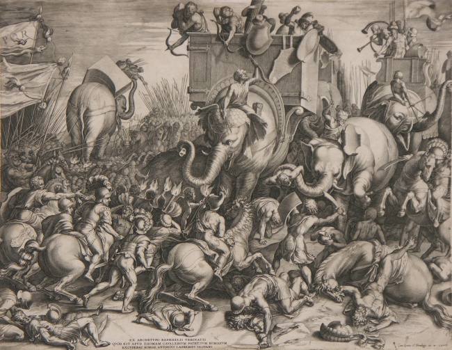 Středověká rytba bitvy mezi Hannibalem a Římany.