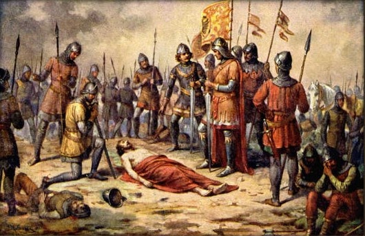 Mrtvý Přemysl Otakar II. na bitevním poli.