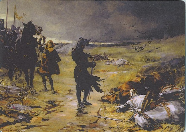 Černý princ po bitvě u Kresčaku rozjímá nad tělem Jana Lucemburského.
