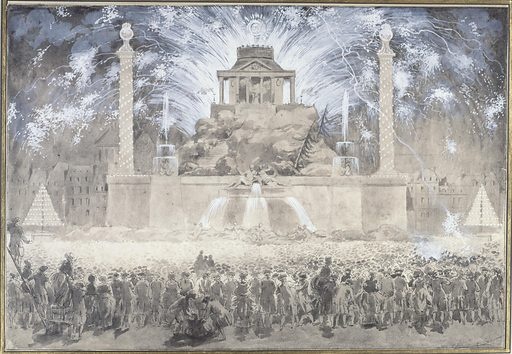 Ohňostroj z Place de l'Hotel de Ville 21. ledna 1782 (narození dauphina).