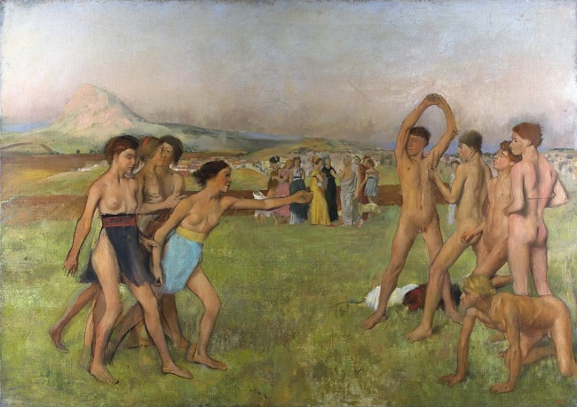 Spartské dívky vyzývají chlapce k zápasu (určitou dobu byly dívky učené základy wrestlingu). Autor: Edgar Degas (1834–1917). Spartské dívky vyzývají chlapce k zápasu (určitou dobu byly dívky učené základy wrestlingu). Autor: Edgar Degas (1834–1917).