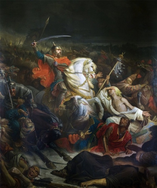 Dmitri Donský v bitvě na malbě z 19. století.