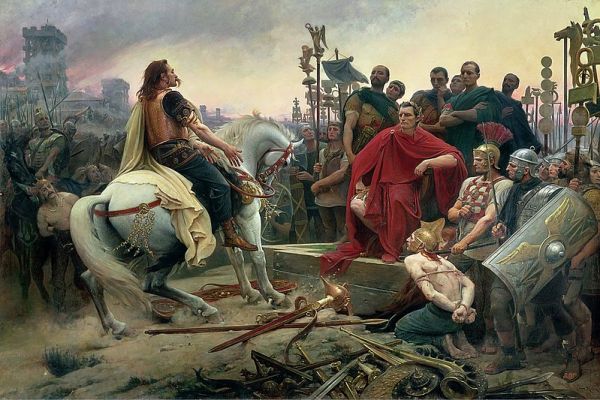 Vercingetorix se vzdává Caesarovi. Malba od Noëla Royera. Vercingetorix se vzdává Caesarovi. Malba od Noëla Royera.